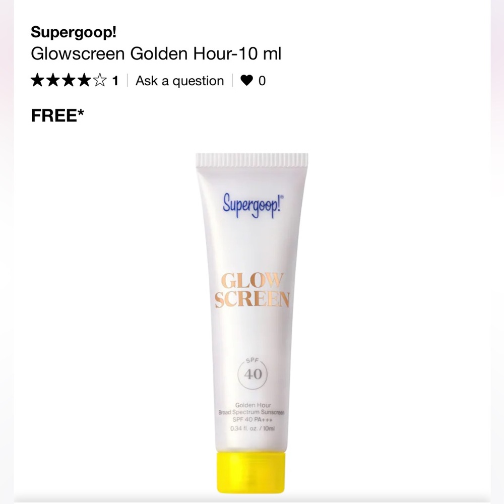 Pick 8/$50 Supergoop! GlowScreen Golden Hour🆕deluxe sample size